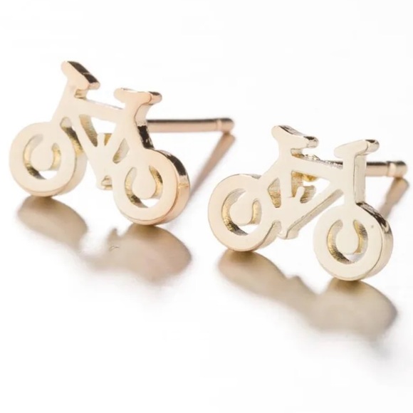 BIKE GOLD Stainless Steel Stud Earrings with Gift Bag - Picture 2 of 7